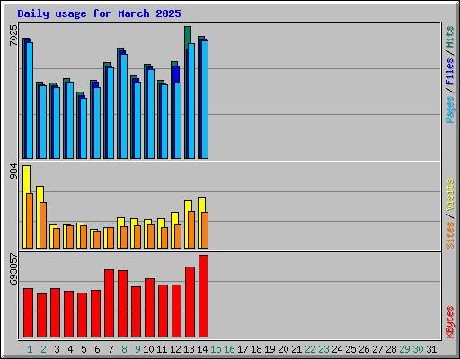 Daily usage for March 2025